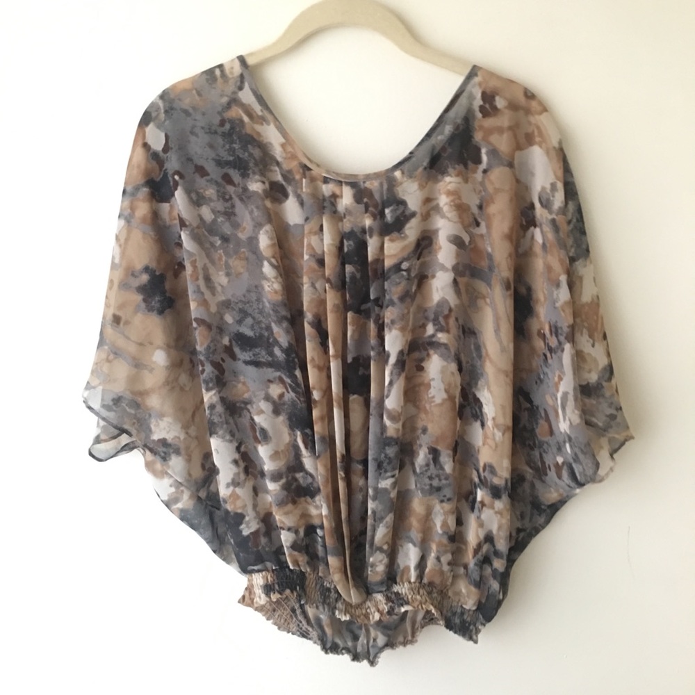 Pleione floral bat wing blouse